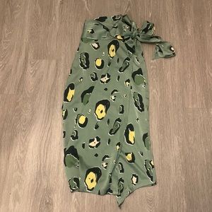 Never Fully Dressed wrap skirt in green leopard